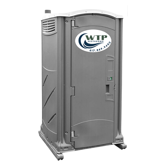This flushable porta potty is a luxury model of our standard portable bathroom with added features including small mirror and shelf for personal items