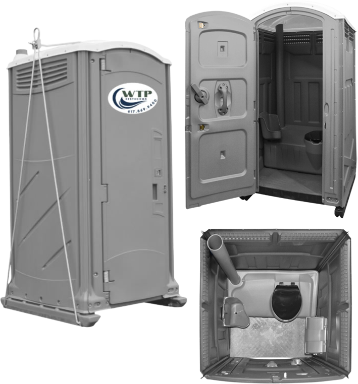 We offer standard non-flushing porta potty rentals equipped with a heavy-duty crane sling for delivery to and from elevated construction sites